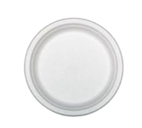 7-Inch Round White Bagasse Plate – Eco-Friendly & Sturdy Disposable Plate